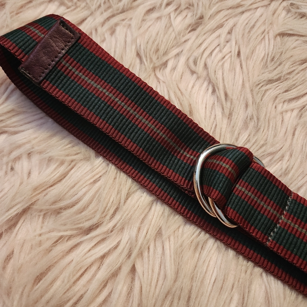 Barney's New York belt striped double d-ring web adjustable - Picture 2 of 8